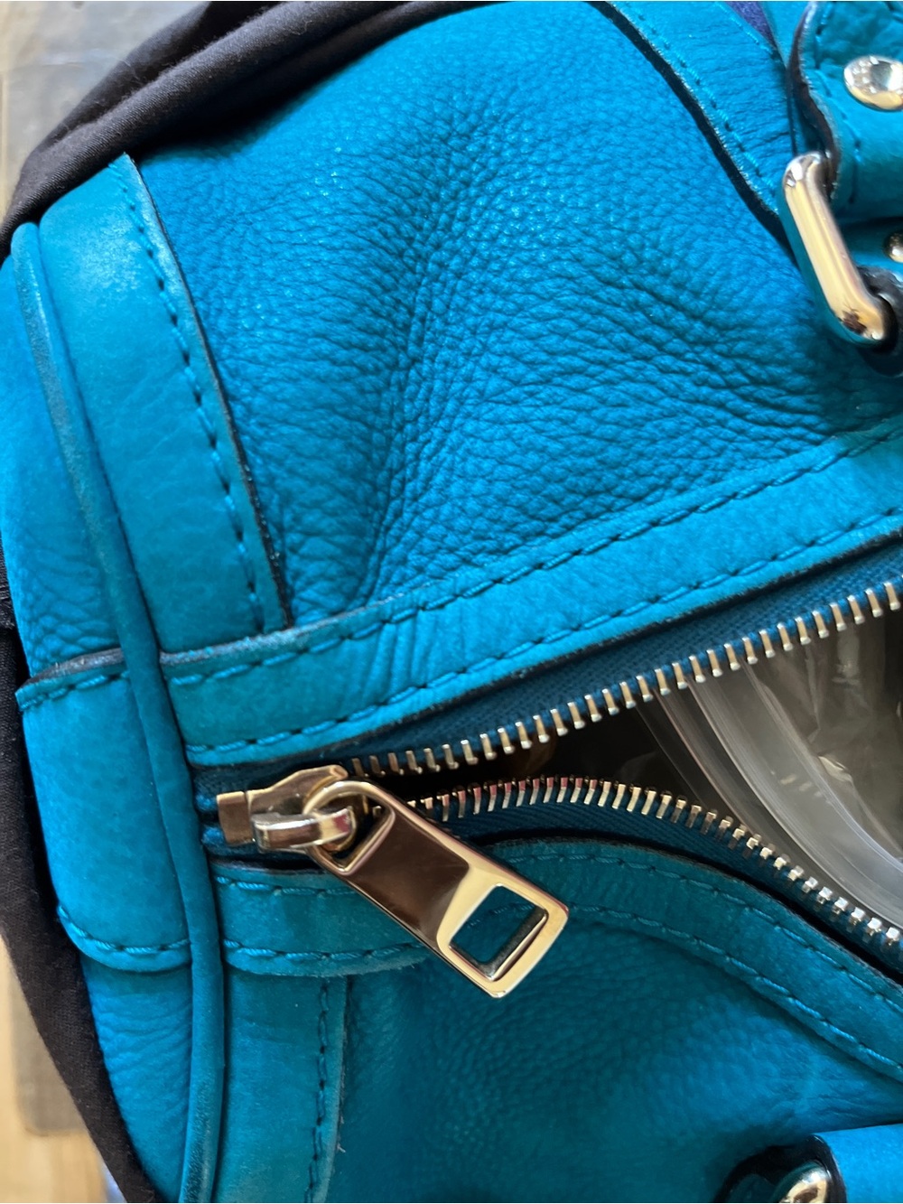 Authentic Gucci Teal Blue Suede Web Boston Bag - Picture 14 of 16